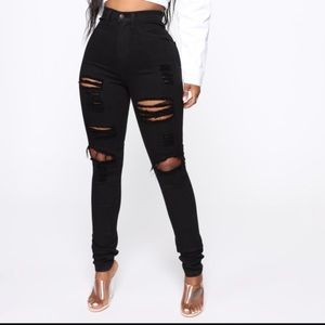 Fashion Nova High Rise Ripped Jeans